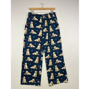 Dog Lover Comfies Unisex Large Navy Blue Golden Doodle Print Pajama Lounge Pants